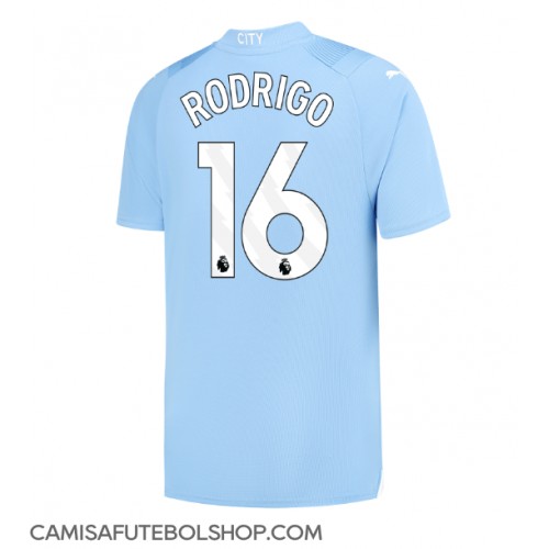 Camisa de time de futebol Manchester City Rodri Hernandez #16 Replicas 1º Equipamento 2023-24 Manga Curta
